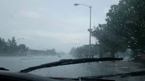 Slow Motion Hail Storm Car POV Vídeos de archivo 79659724