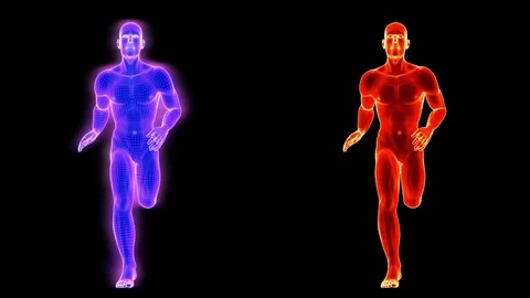 Slow motion (half-speed) stylized running male, with in-file luma matte. Stock-Footage 122698004