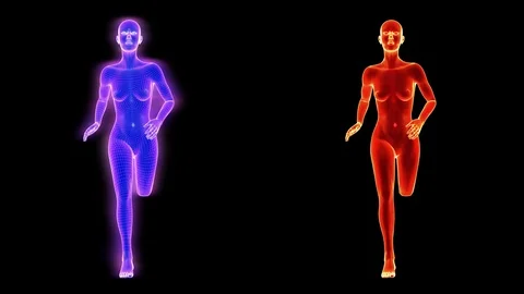 Slow motion (half-speed) stylized running female, with in-file luma matte. Stock Footage 122698260