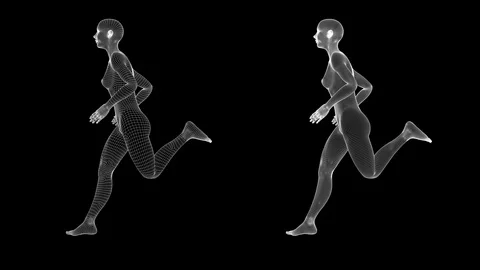 Slow motion (half-speed) stylized running female. Stock Footage 122699101