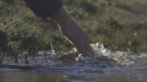 Slow Motion Hand In Water Stock Footage 136639424