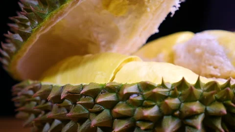 Slow motion hands are durian peels close up shot Video stock 199218876