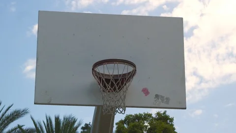 Slow motion of hands hitting basketball net Stock Footage 115925155