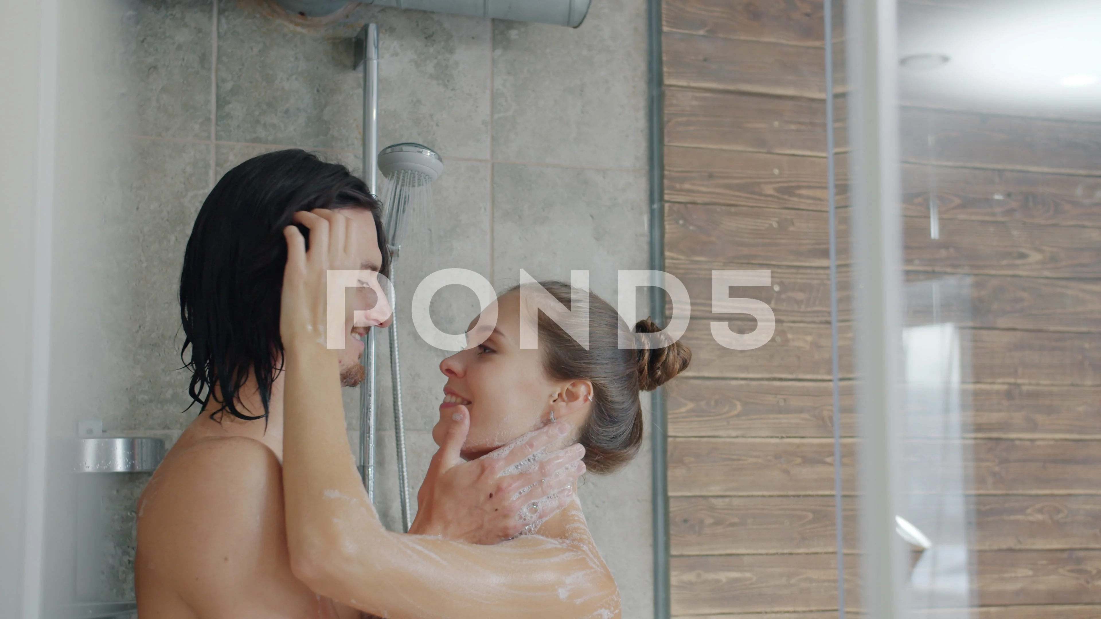 Slow motion of happy girl and guy kissin... | Stock Video | Pond5