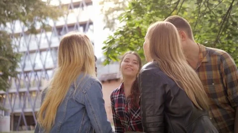 Slow motion of happy young team making stack of hands Video stock 75577357