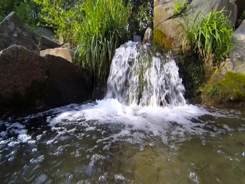 Slow motion hd video of cascade water in Vorontsov park, Crimea, Yalta Stock Footage 75512910