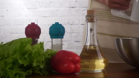 Slow motion hd video of composition with woman and flour Stock Footage 71785358