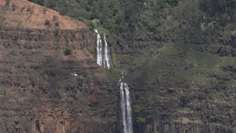Slow Motion Helicopter Waterfall Stock Footage 165298324