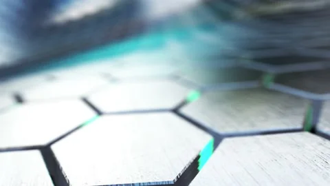 Slow motion on hexagonal surfaces with backlight cinematic abstract Stock Footage 133257673