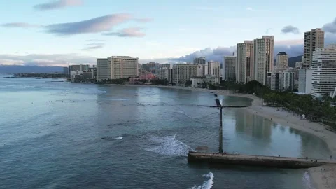 Slow motion high definition video over Waikiki Beach Stock Footage 243847631