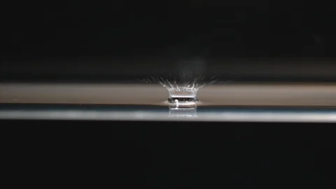 Slow motion high-detailed splash of drop falling into water Stock Footage 107946212