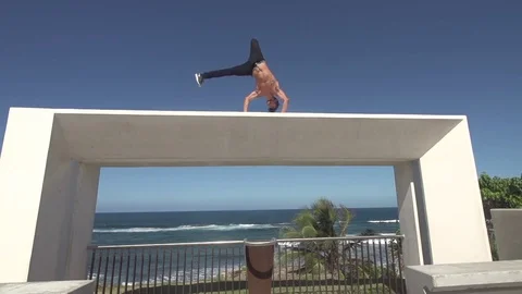 Slow Motion Up High Handstand Balance Stock Footage 79276616