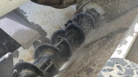 Slow Motion High Pressure Cleaning of Concrete Mixer Tank Stock Footage 340523274