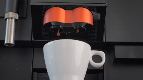 Slow motion: highest quality coffee made with a professional coffee machine Stock Footage 107784986