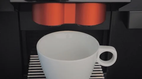 Slow motion: highest quality coffee made with a professional coffee machine Video stock 107785160