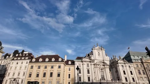 Slow motion of the historic Am Hof square and Kirche am Hof facade in Vienna Stock Footage 344429351