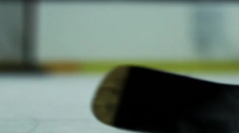 Slow Motion Hockey - Close up Player Takes Shot on Empty Net Stock Footage 45123565