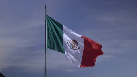 Slow Motion Huge Mexican Flag Waving, Plaza De La Constitucion, Mexico City Stock Footage 154670864
