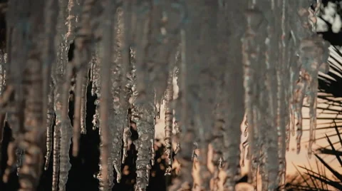 Slow Motion Icicles,  melting Stock Footage 47135569