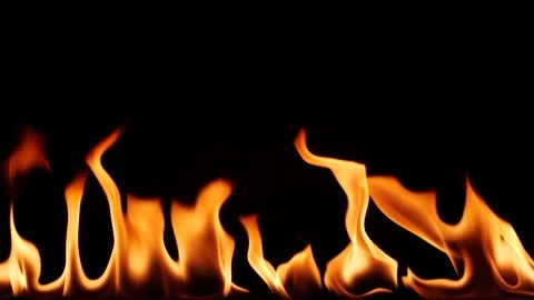 Slow motion of igniting and burning line of real fire flame Stock Footage 138552607