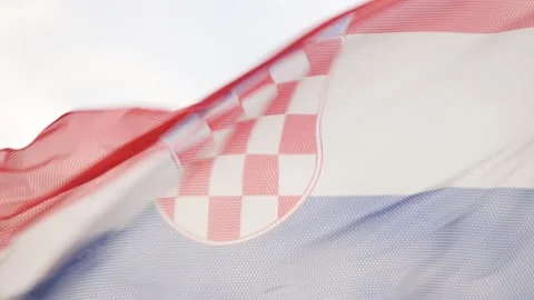 Slow motion image of Croatian flag waving with the wind during summer, Croatia. Video stock 149009671