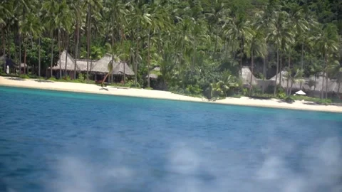 Slow-motion image of speed boat cruising water near Fiji island. Stock Footage 151604280