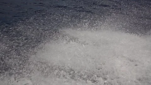 Slow-motion image of speed boat cruising water near Fiji island. Stock Footage 151604282
