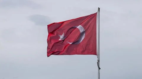Slow Motion Image of Turkish Flag Vídeos de archivo 333480607