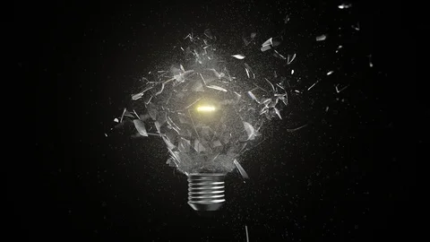 Slow Motion Incandescent Lightbulb Breaking Concept Stock Footage 107230406