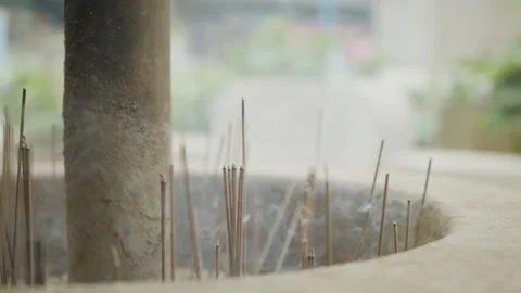 Slow-motion of Incense Offerings Burning at Jogyesa Buddhist Temple, Seoul Stock Footage 340941462