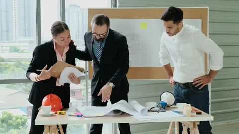 Slow motion. A Industrial Engineering Facility. Diverse Group of Engineers, T Stock Footage 153644967