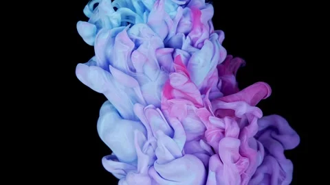 Slow-Motion Ink Paints Evolve into a Captivating Red-Blue Abstraction Underwater Stock Footage 282239551