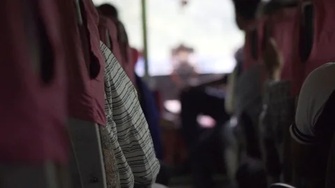 Slow motion interior of bus in Nepal Stock Footage 91434115