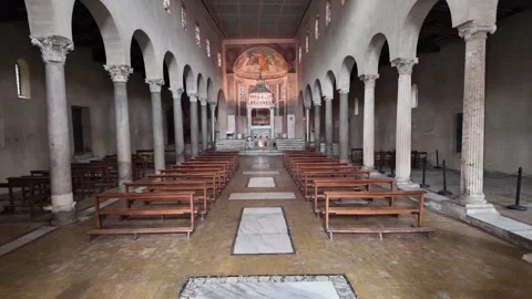 Slow Motion Interior View Of Medieval Church San Giorgio Al Velabro Stock Footage 331538498