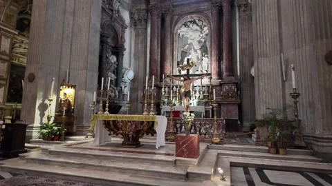 Slow Motion Interior View Of San Giovanni Dei Fiorentini Basilica Stock Footage 330123076