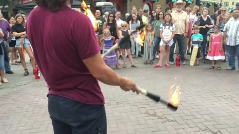 Slow Motion Juggling Fire Talent Video stock 117139745