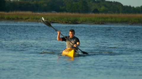 Slow Motion Kayaker coming towards camera stock video clip Stock Footage 37785953