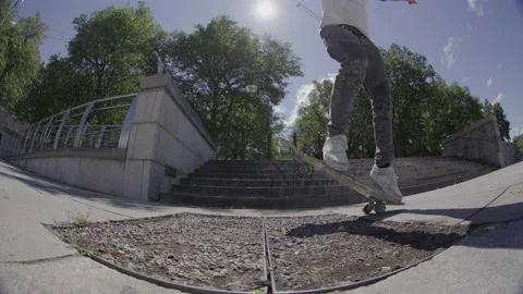 Slow motion kick flip trick on a skateboard extreme sports Stock Footage 204875004