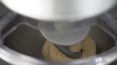 Slow motion of kneading machine for homemade bread, pizza, pasta Stock Footage 196168957
