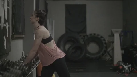 Slow Motion Lady Workout Stock Footage 83603612