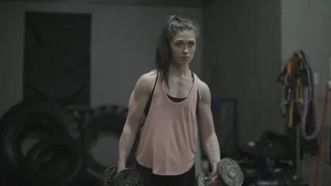 Slow Motion Lady Workout Stock Footage 83603635