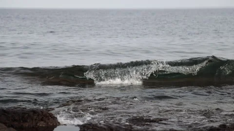Slow Motion Lake Superior Waves Crashing Onto Rocky Beach, Minnesota, Unite.. Stock Footage 307217877