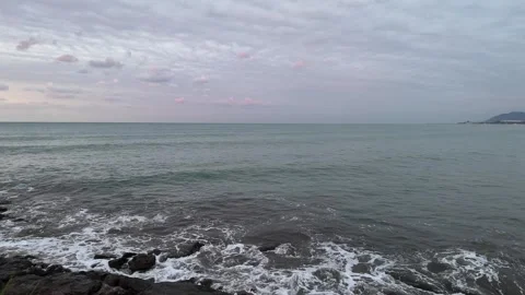 Slow Motion Left to Right Movement Along Rocky Beach Video stock 346616104