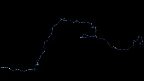 Slow Motion Lightning Detailed Fork Evolution VFX Overlay Against Black Stock Footage 338097666