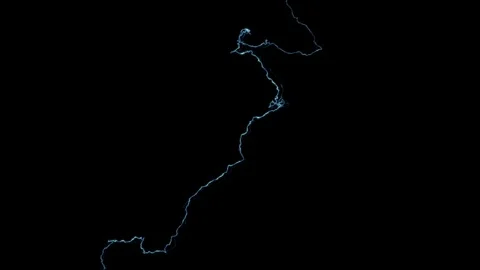 Slow Motion Lightning Detailed Fork Evolution Compositing Element Against Black Stock Footage 339080928