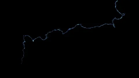 Slow Motion Lightning Detailed Fork Evolution Compositing Element Against Black Stock Footage 339081249