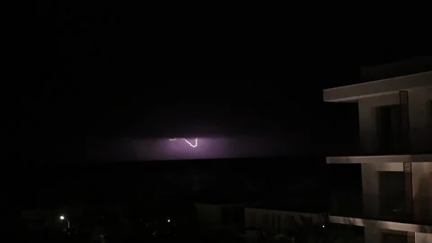 Slow Motion Lightning Strike Over Sea Horizon Stock Footage 332427873