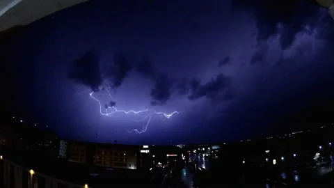 Slow Motion Lightning Strike Streaks Across Sky, College Station, Texas, USA - 1 Stock Footage 205217217