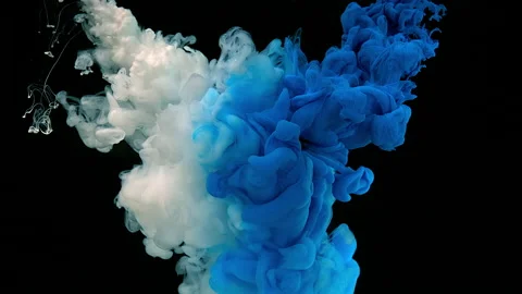 Slow motion of liquid blue and white paints. Cosmic magic background. Stock-Footage 160552379