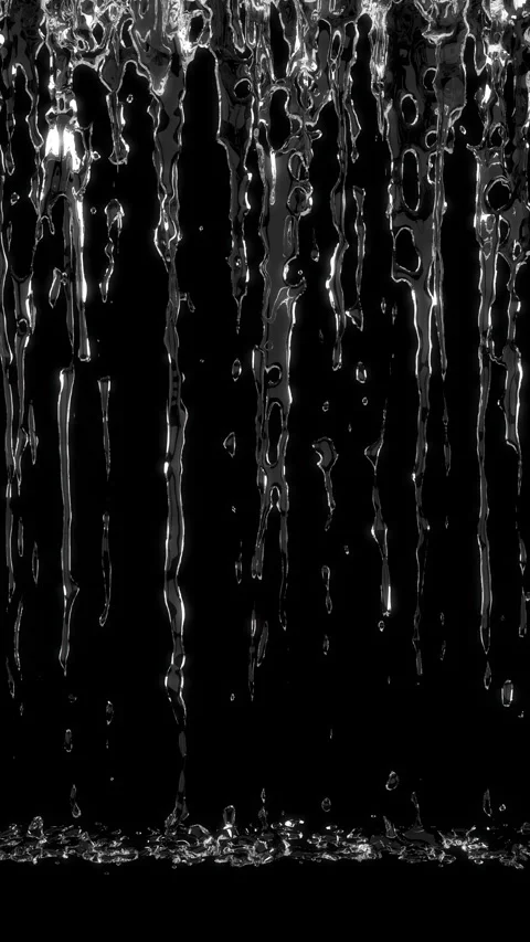 Slow motion Liquid Waterfall falling splash on front view on black background. Stock Footage 336760510